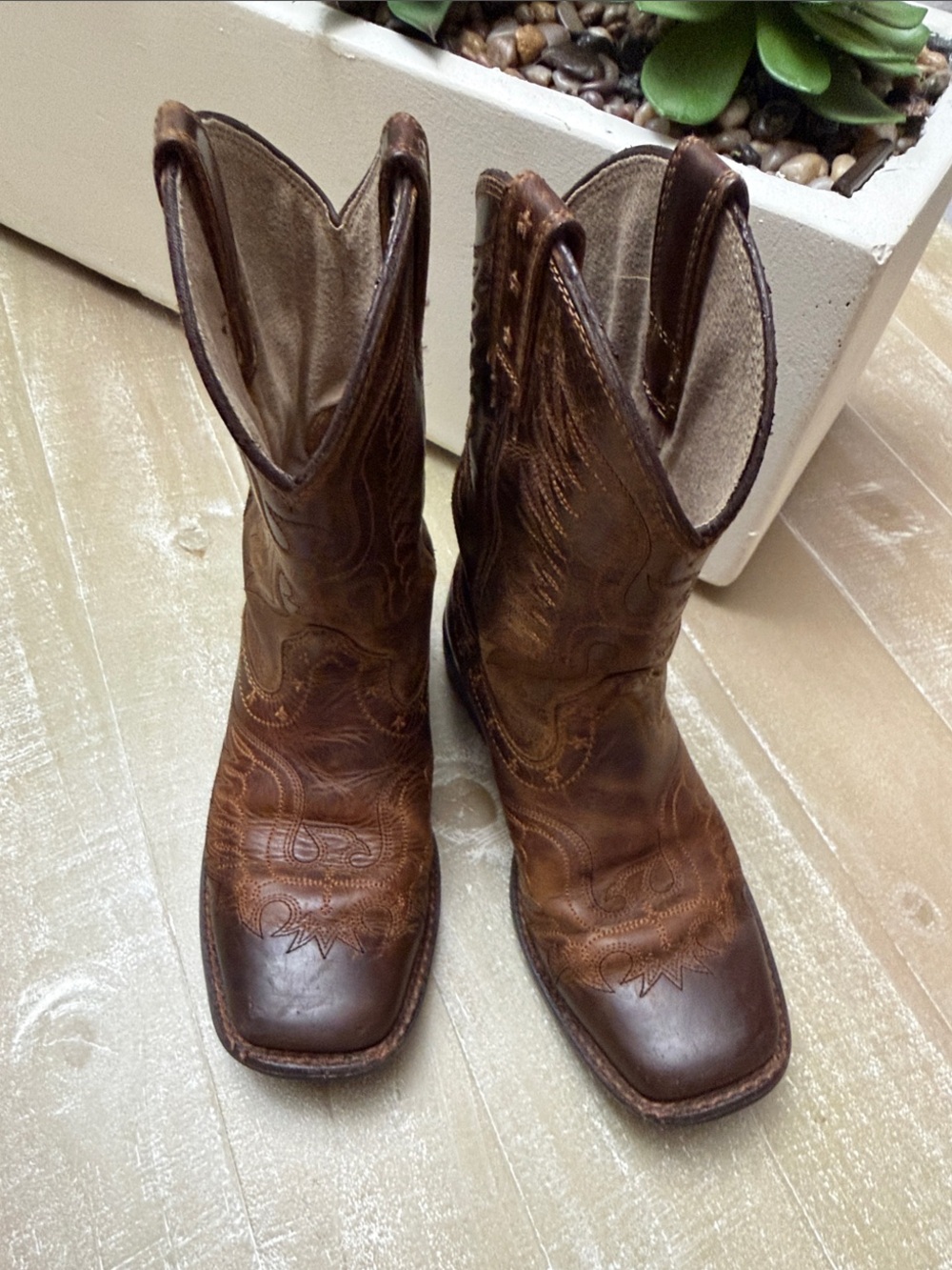 Ariat Boots Kids Size 13 (Girl/Boy) Two Tone Brown Ombré Square Toe Boots